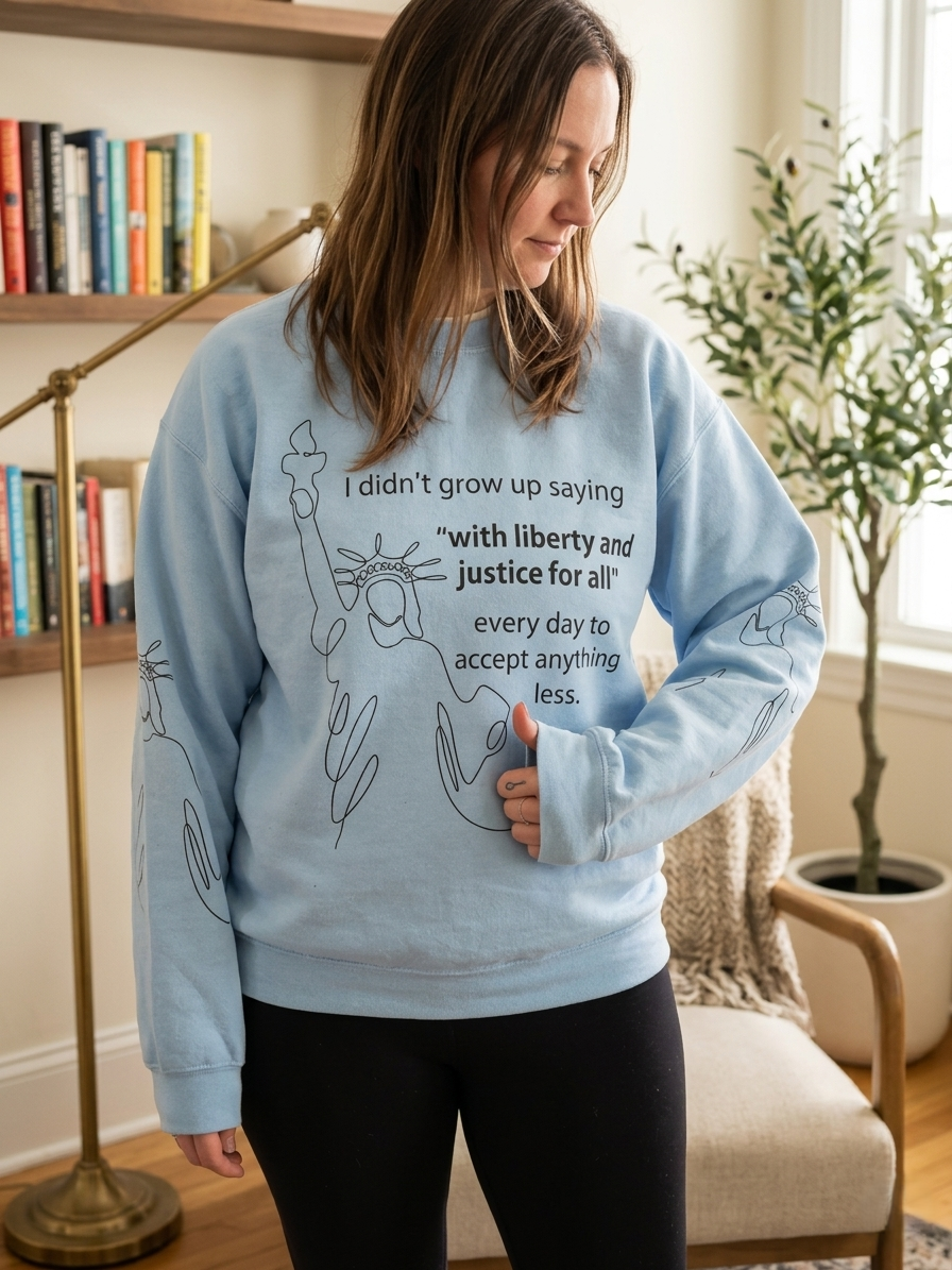 Liberty and Justice Crewneck Sweatshirt | Statue of Liberty Pullover | Equality and Freedom Gift