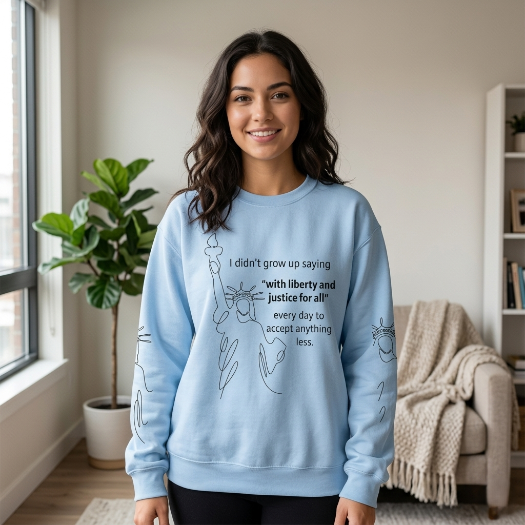 Liberty and Justice Crewneck Sweatshirt | Statue of Liberty Pullover | Equality and Freedom Gift