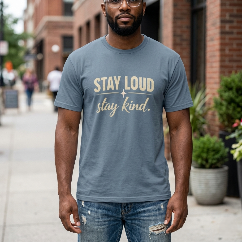 Stay Loud Stay Kind T-Shirt | Positive Message Graphic Tee | Activist Gift