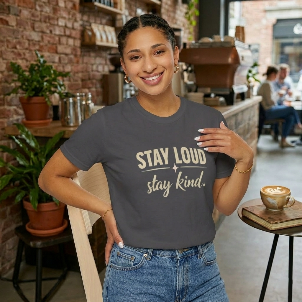 Stay Loud Stay Kind T-Shirt | Positive Message Graphic Tee | Activist Gift