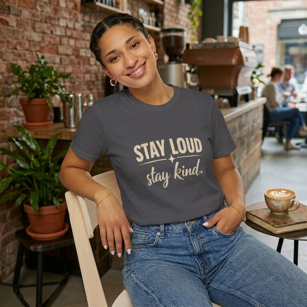 Stay Loud Stay Kind T-Shirt | Positive Message Graphic Tee | Activist Gift