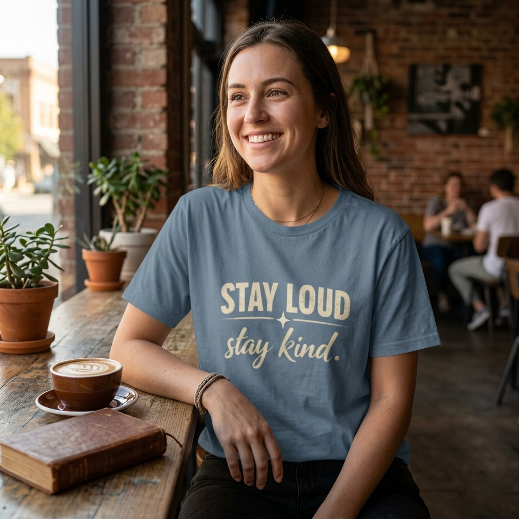 Stay Loud Stay Kind T-Shirt | Positive Message Graphic Tee | Activist Gift