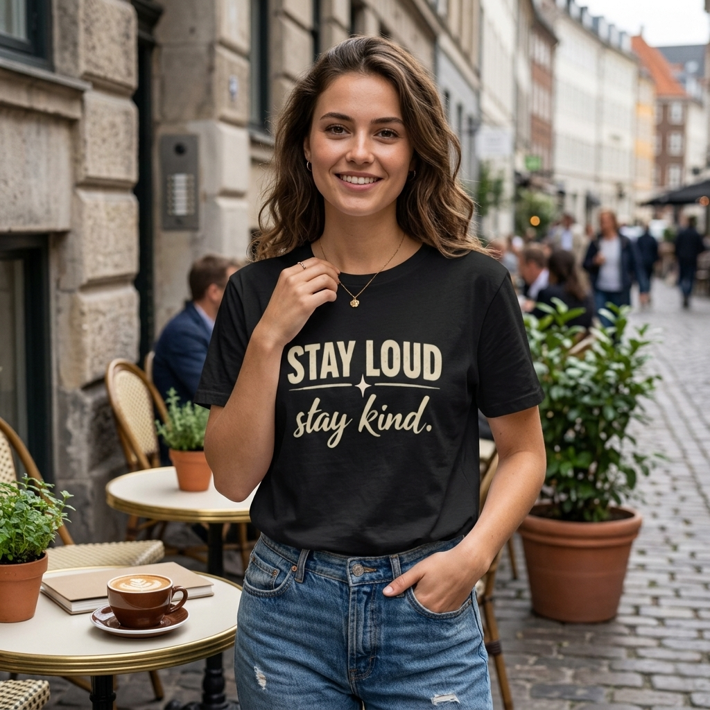 Stay Loud Stay Kind T-Shirt | Positive Message Graphic Tee | Activist Gift