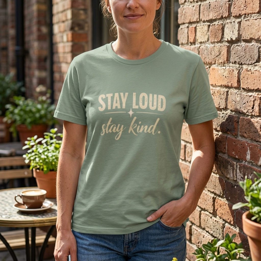 Stay Loud Stay Kind T-Shirt | Positive Message Graphic Tee | Activist Gift