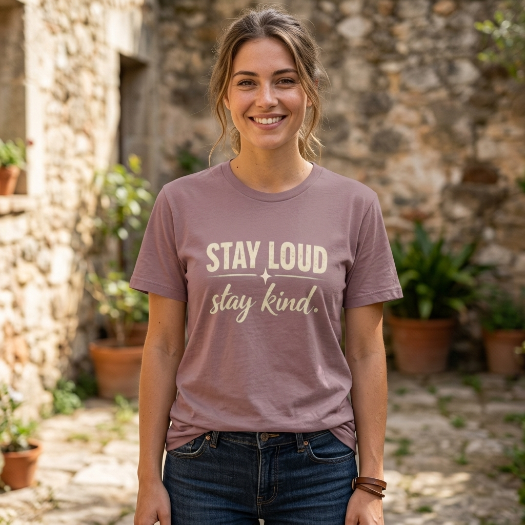 Stay Loud Stay Kind T-Shirt | Positive Message Graphic Tee | Activist Gift