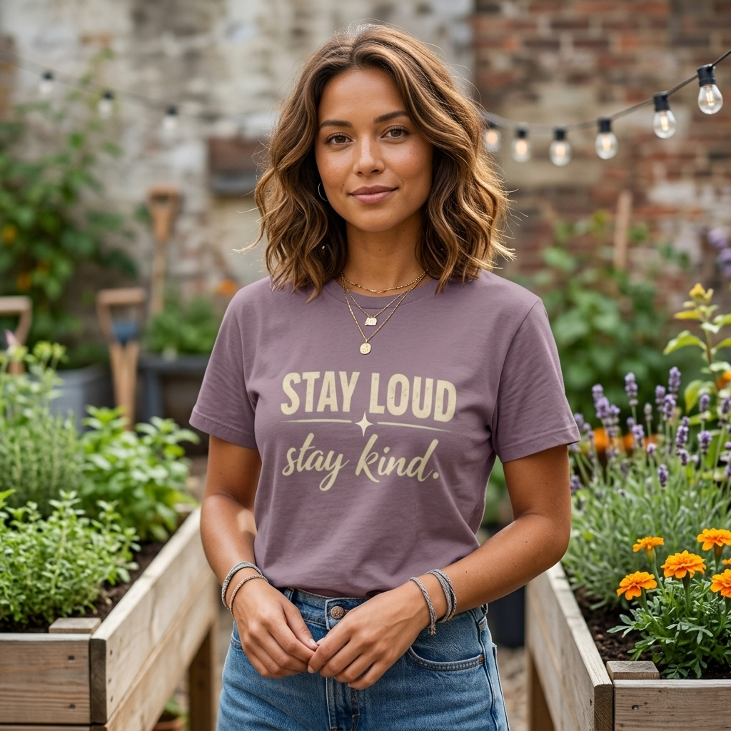 Stay Loud Stay Kind T-Shirt | Positive Message Graphic Tee | Activist Gift