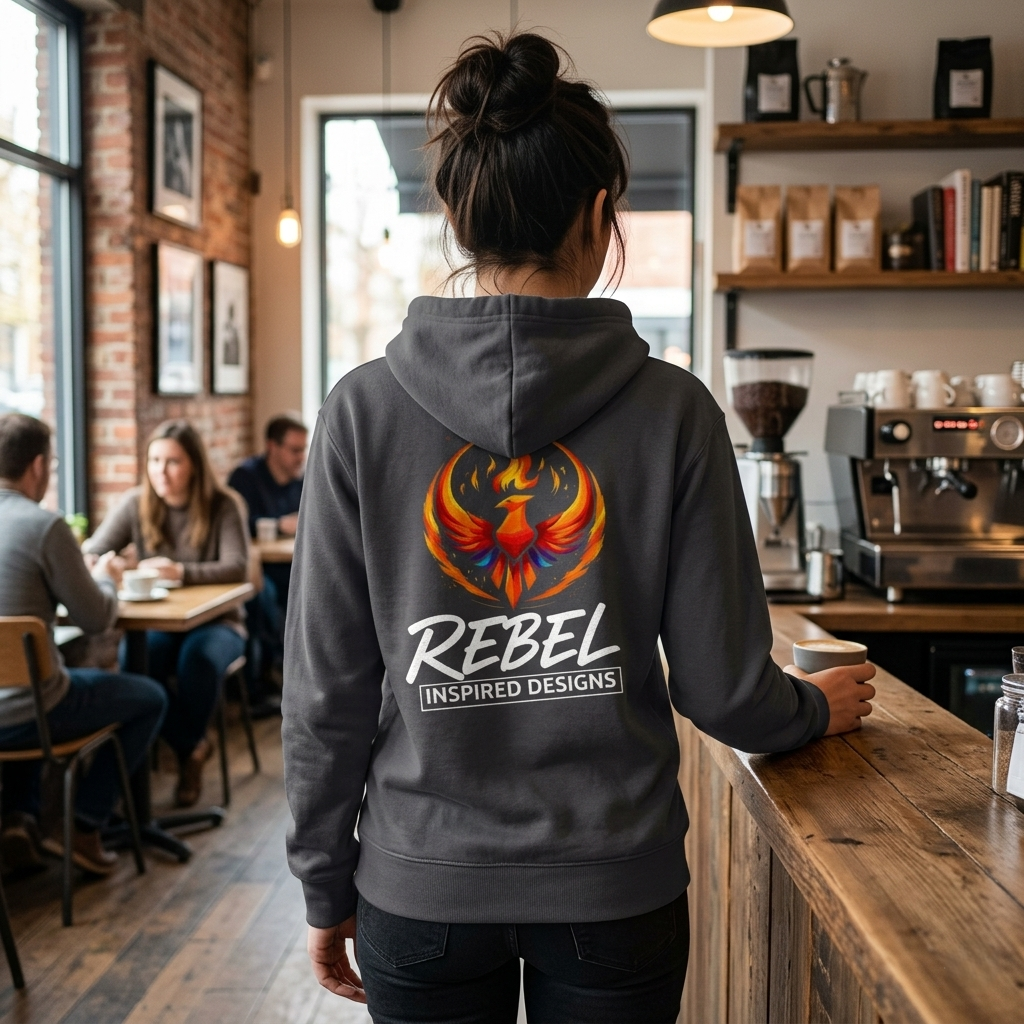 Rising Phoenix Full-Zip Hoodie | Rebel Phoenix Logo Hooded Sweatshirt