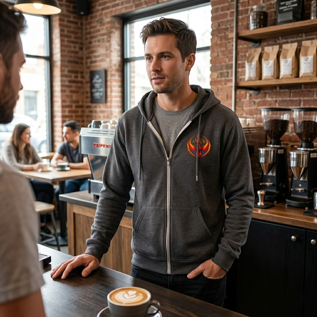 Rising Phoenix Full-Zip Hoodie | Rebel Phoenix Logo Hooded Sweatshirt