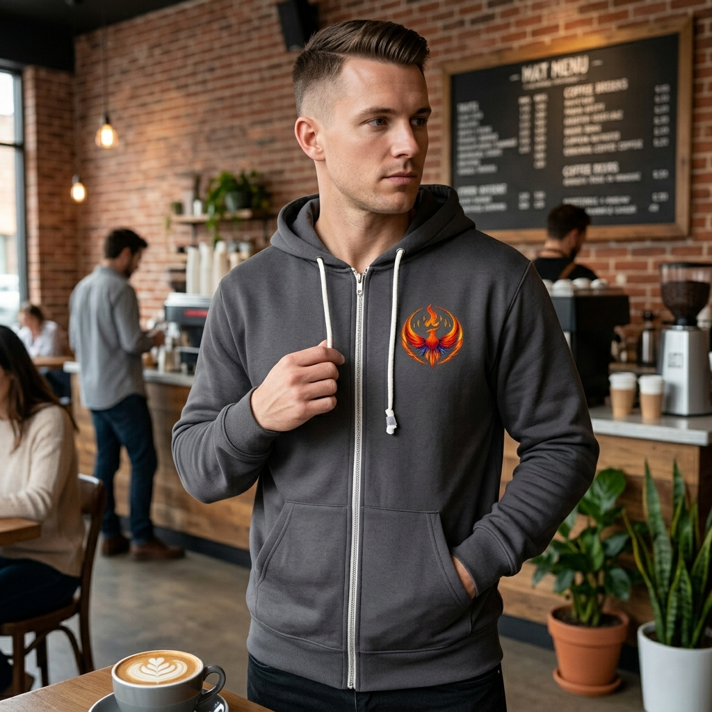 Rising Phoenix Full-Zip Hoodie | Rebel Phoenix Logo Hooded Sweatshirt