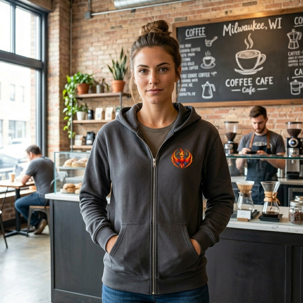Rising Phoenix Full-Zip Hoodie | Rebel Phoenix Logo Hooded Sweatshirt