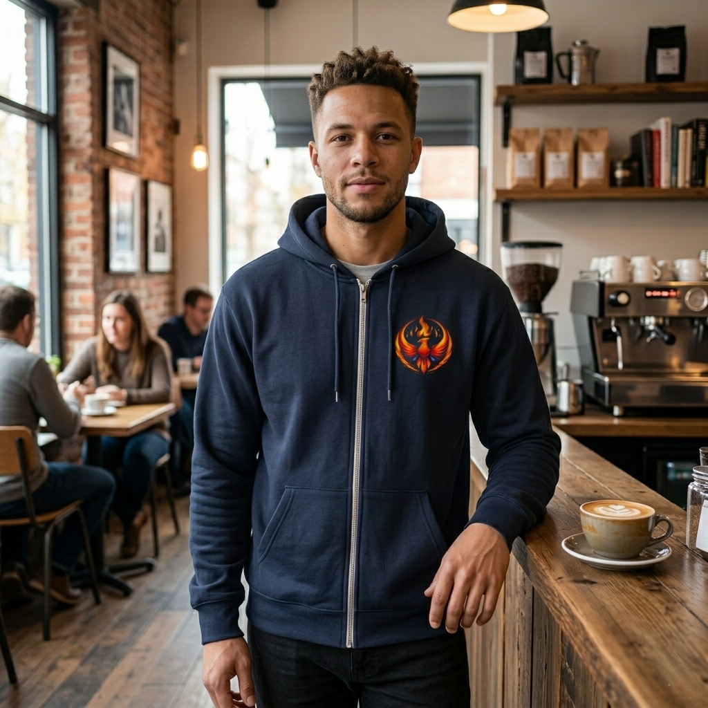 Rising Phoenix Full-Zip Hoodie | Rebel Phoenix Logo Hooded Sweatshirt