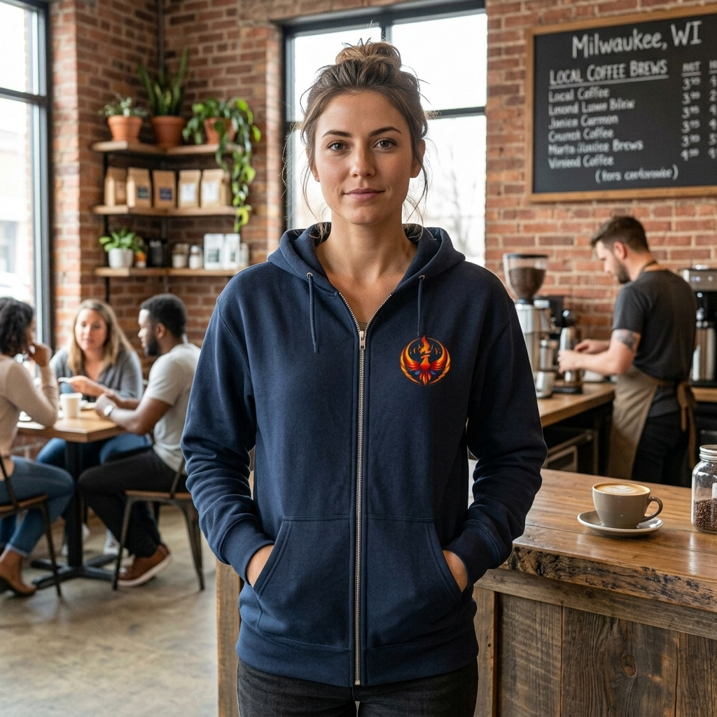 Rising Phoenix Full-Zip Hoodie | Rebel Phoenix Logo Hooded Sweatshirt