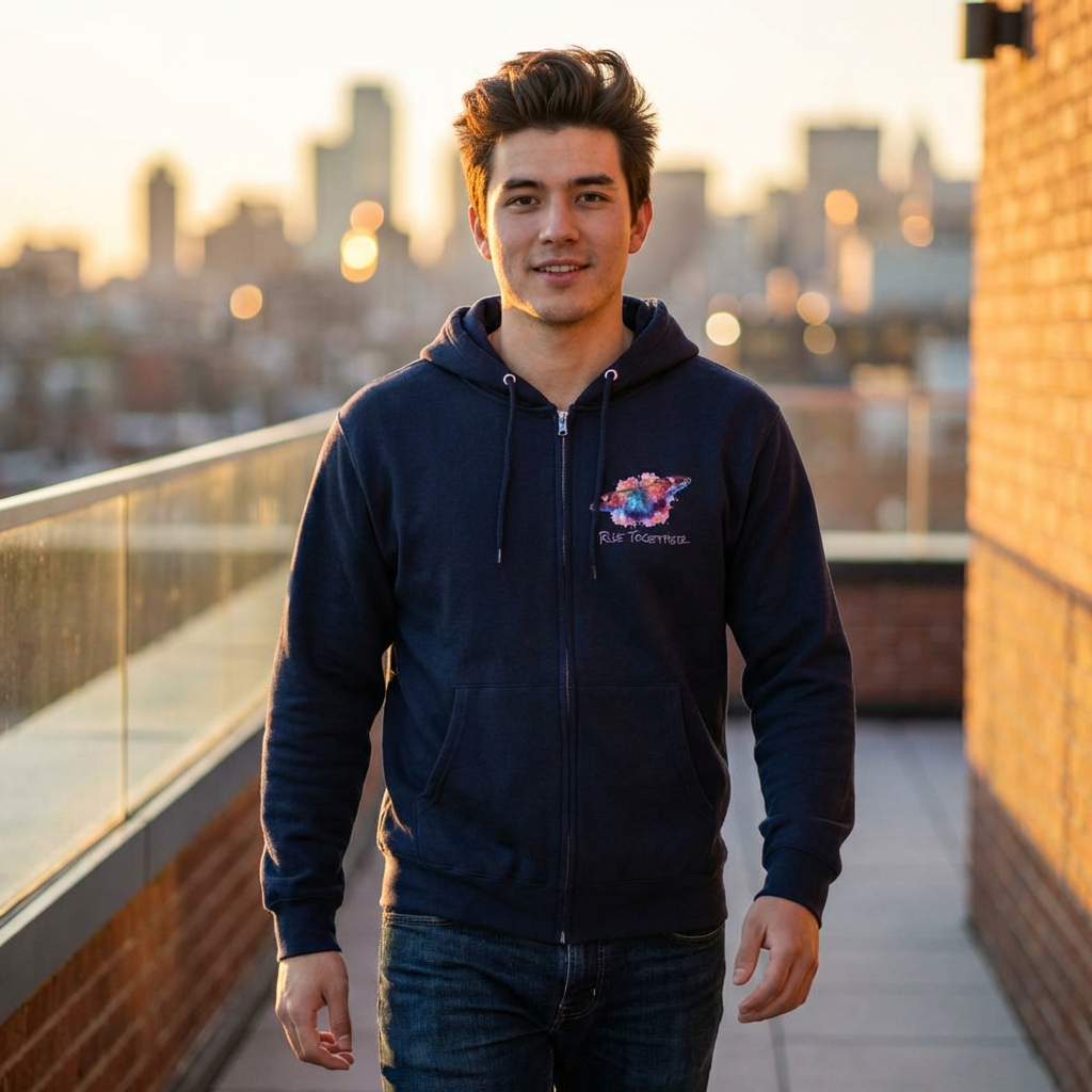 Butterfly Zip Hoodie | "Rise Together" Inspirational Zip-Up Sweatshirt