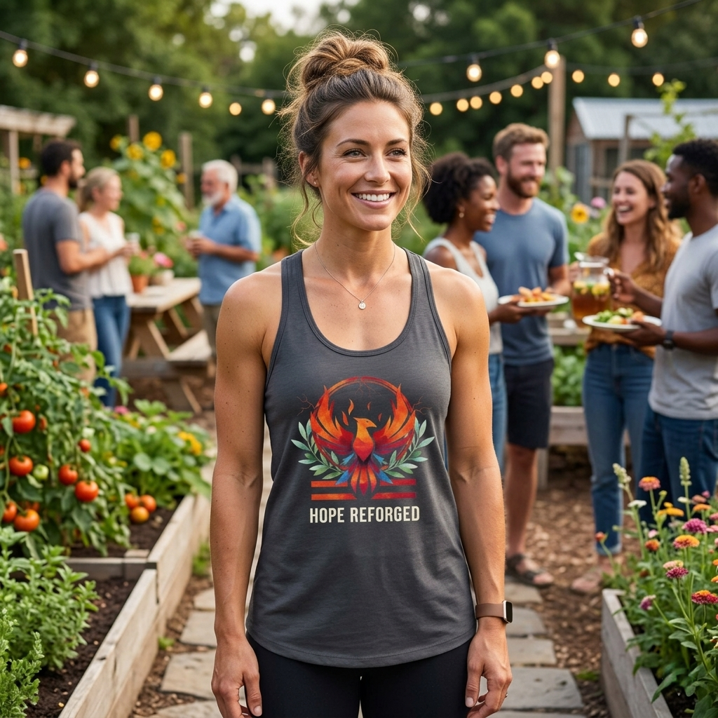 Hope Reforged Tank Top | Rising Phoenix Racerback Tee | Women's Empowerment Gift