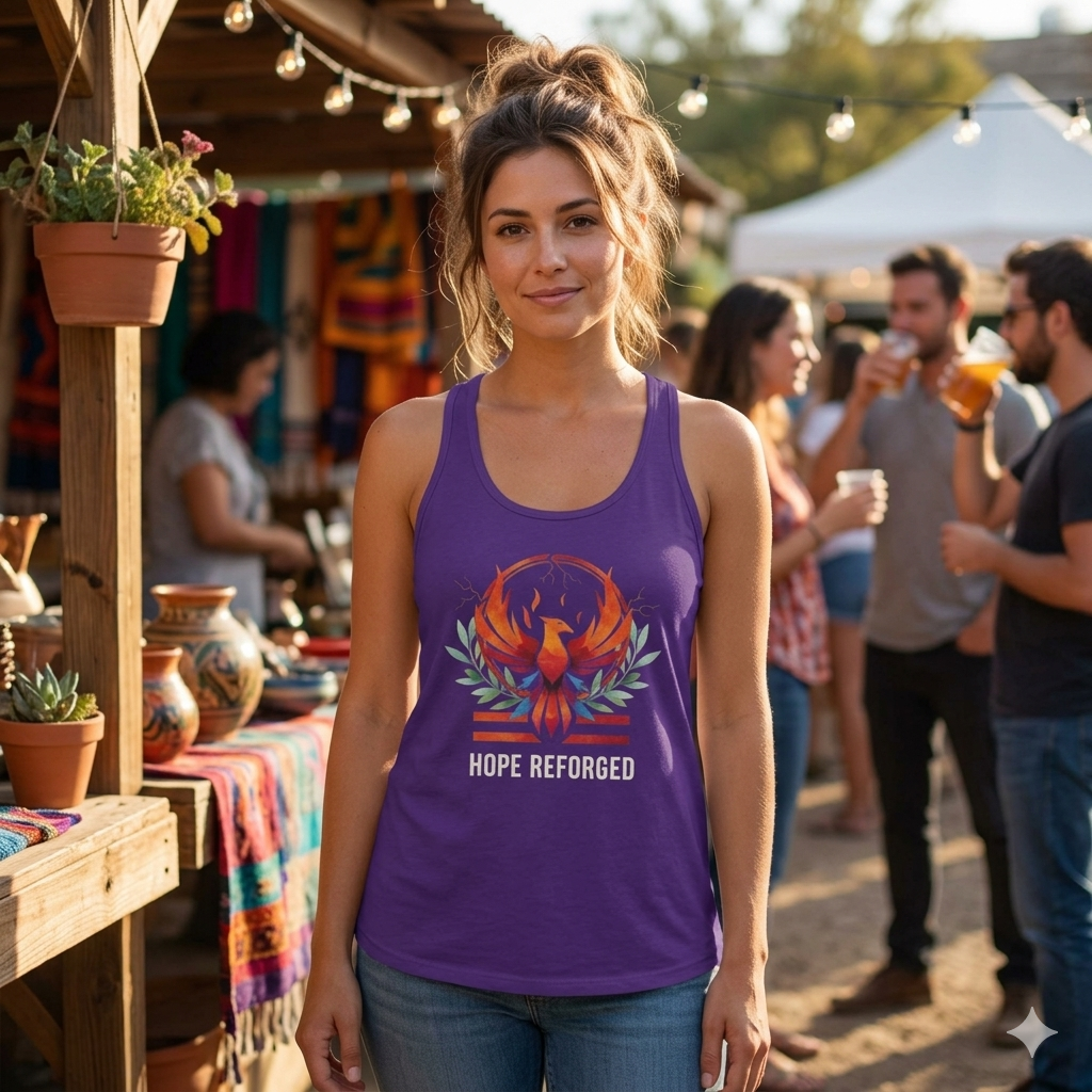 Hope Reforged Tank Top | Rising Phoenix Racerback Tee | Women's Empowerment Gift