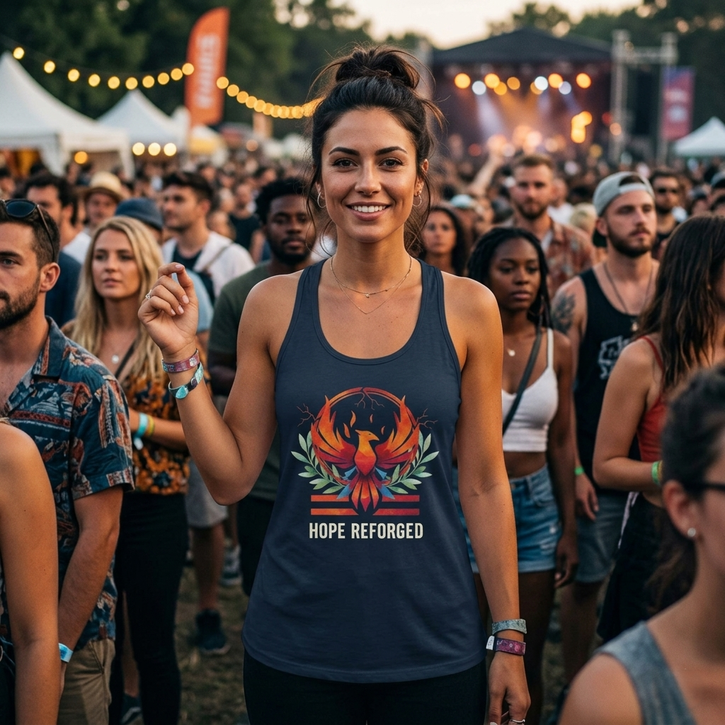 Hope Reforged Tank Top | Rising Phoenix Racerback Tee | Women's Empowerment Gift
