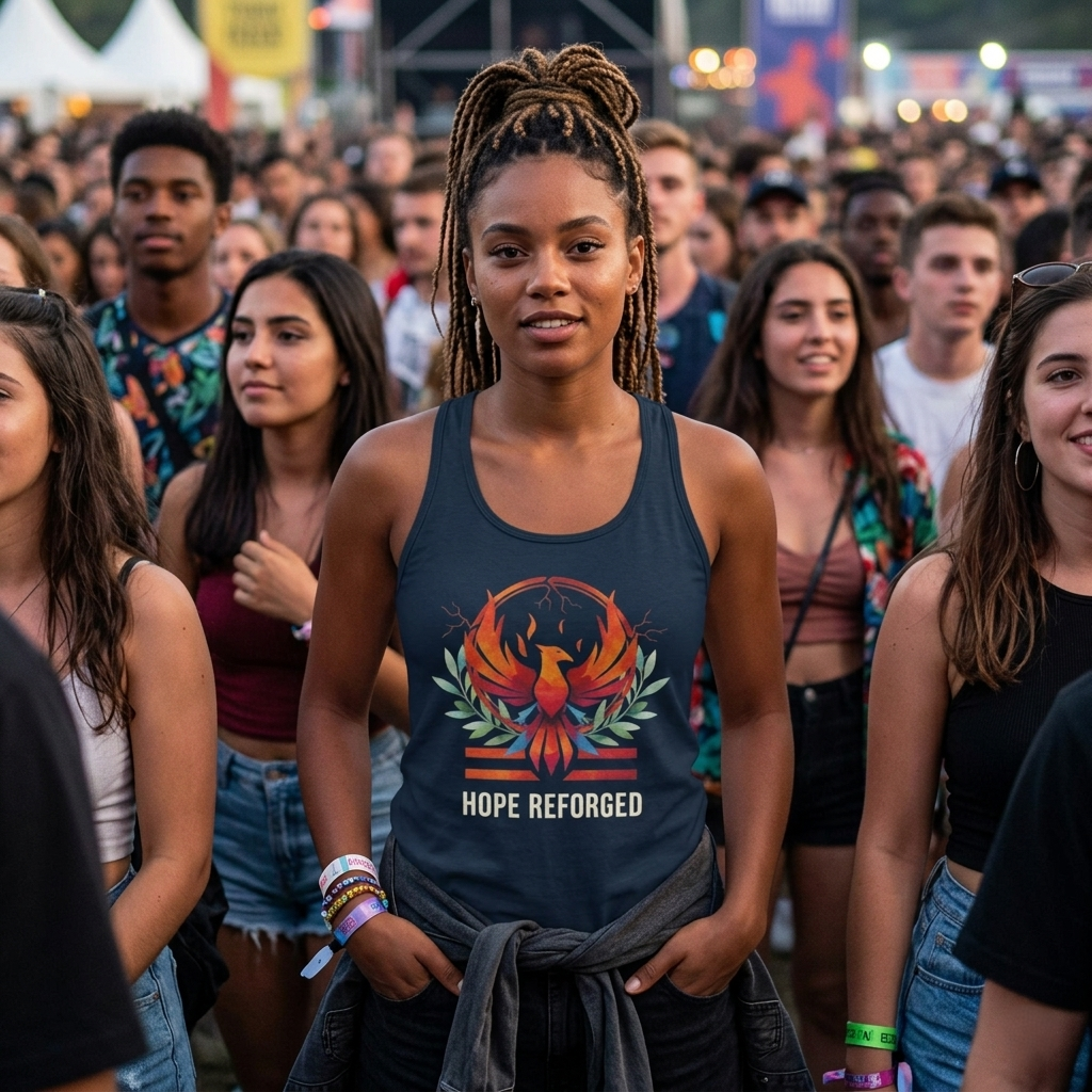 Hope Reforged Tank Top | Rising Phoenix Racerback Tee | Women's Empowerment Gift