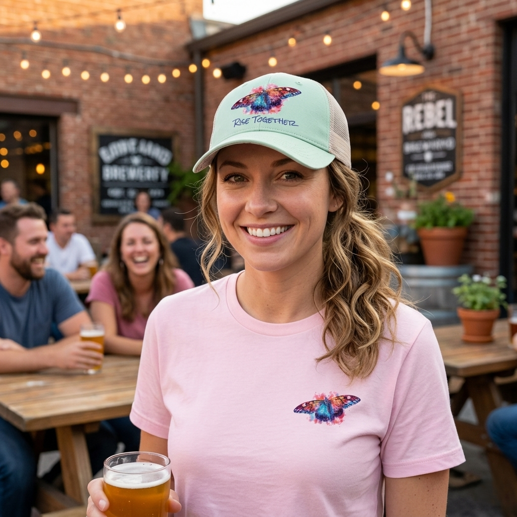 Butterfly Rise Together Mesh-Back Cap | Women's Washed Snap-Back Hat | Inspirational Gift