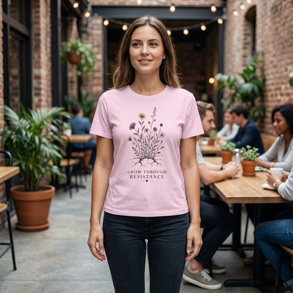 Grow Through Resistance T-Shirt | Wildflower Activist Shirt | Subtle Resistance Tee | Empowerment Gift