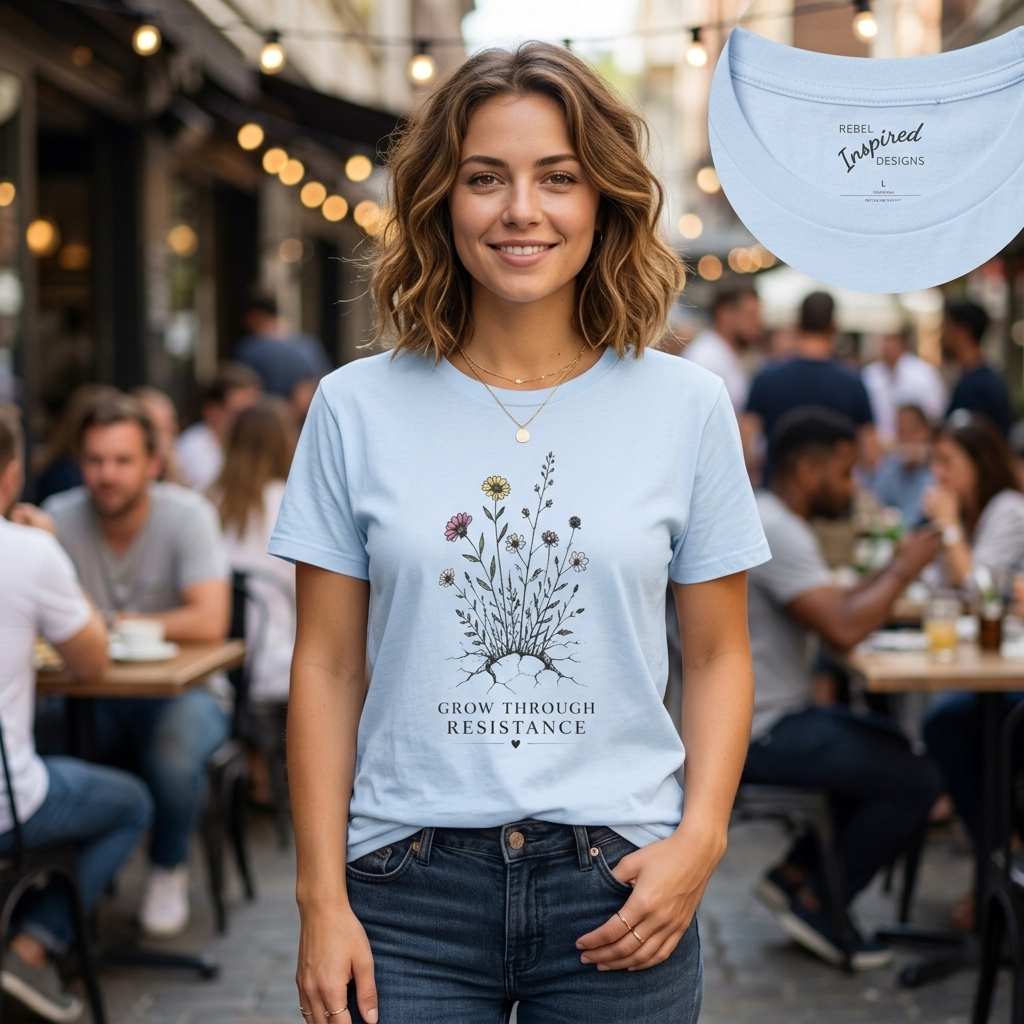 Grow Through Resistance T-Shirt | Wildflower Activist Shirt | Subtle Resistance Tee | Empowerment Gift