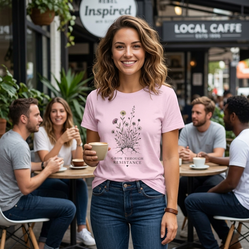 Grow Through Resistance T-Shirt | Wildflower Activist Shirt | Subtle Resistance Tee | Empowerment Gift