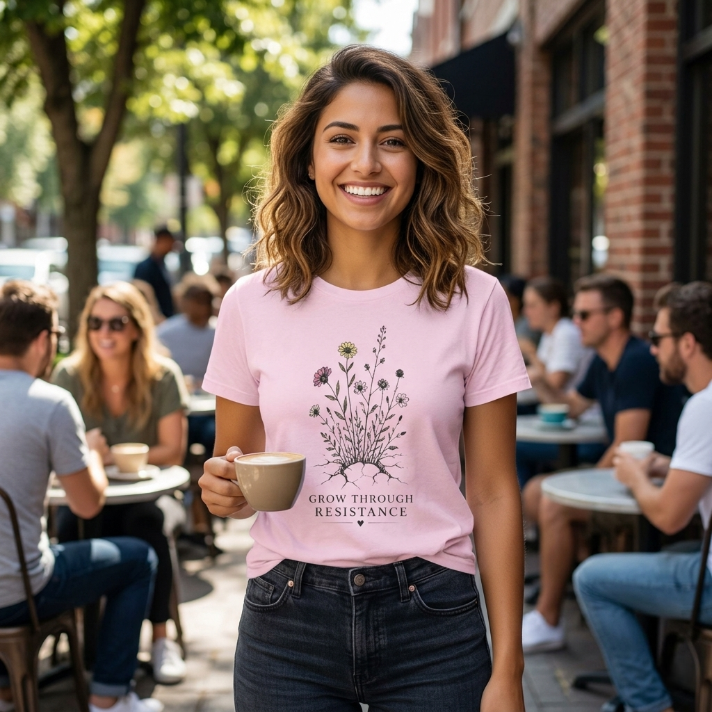 Grow Through Resistance T-Shirt | Wildflower Activist Shirt | Subtle Resistance Tee | Empowerment Gift