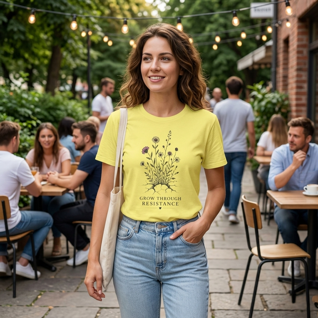 Grow Through Resistance T-Shirt | Wildflower Activist Shirt | Subtle Resistance Tee | Empowerment Gift