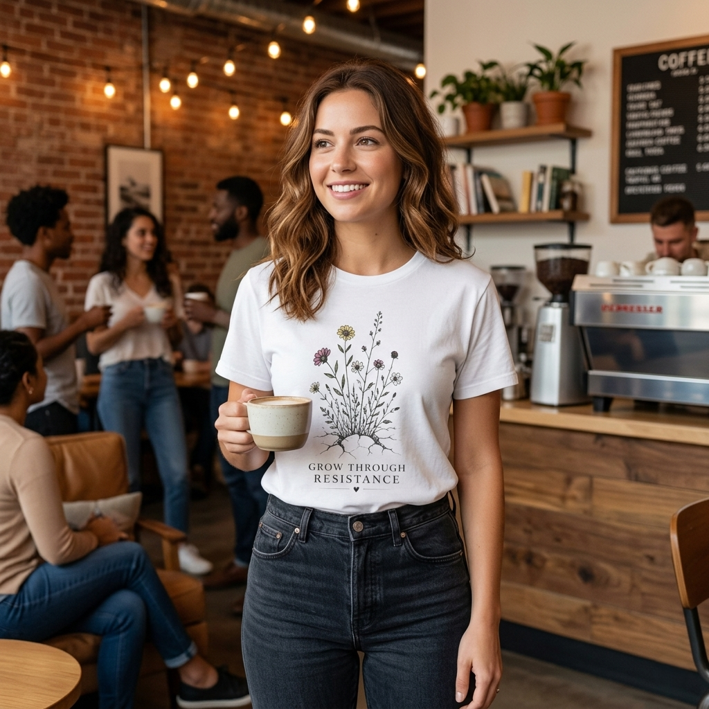 Grow Through Resistance T-Shirt | Wildflower Activist Shirt | Subtle Resistance Tee | Empowerment Gift