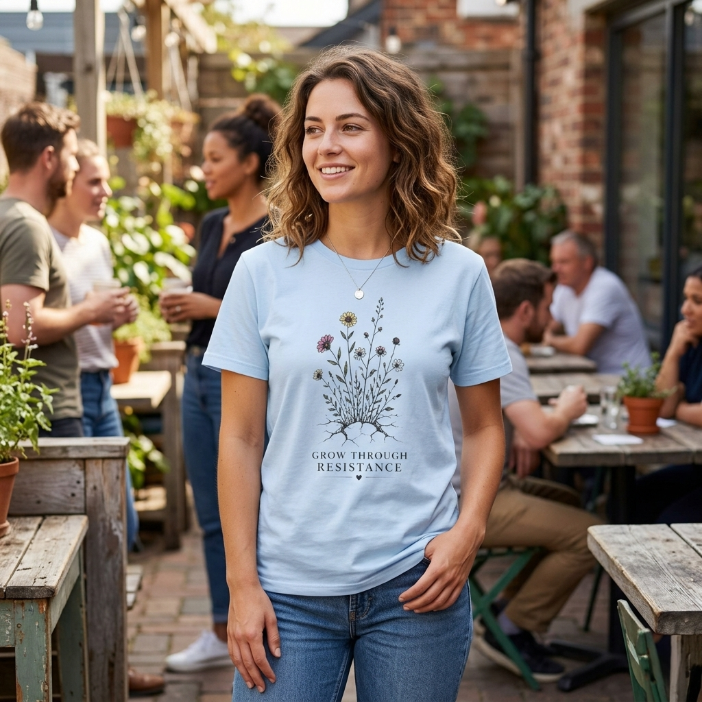 Grow Through Resistance T-Shirt | Wildflower Activist Shirt | Subtle Resistance Tee | Empowerment Gift