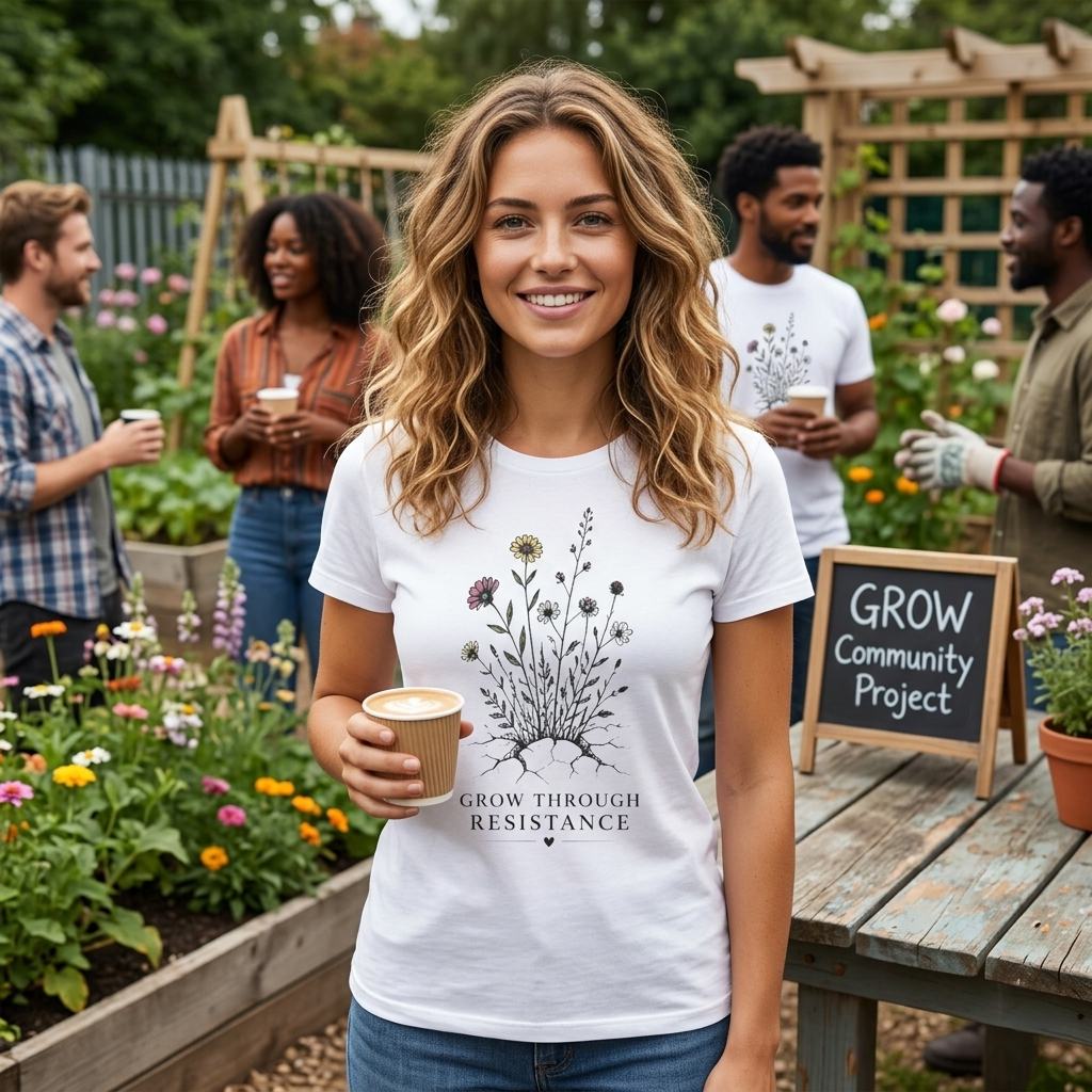 Grow Through Resistance T-Shirt | Wildflower Activist Shirt | Subtle Resistance Tee | Empowerment Gift