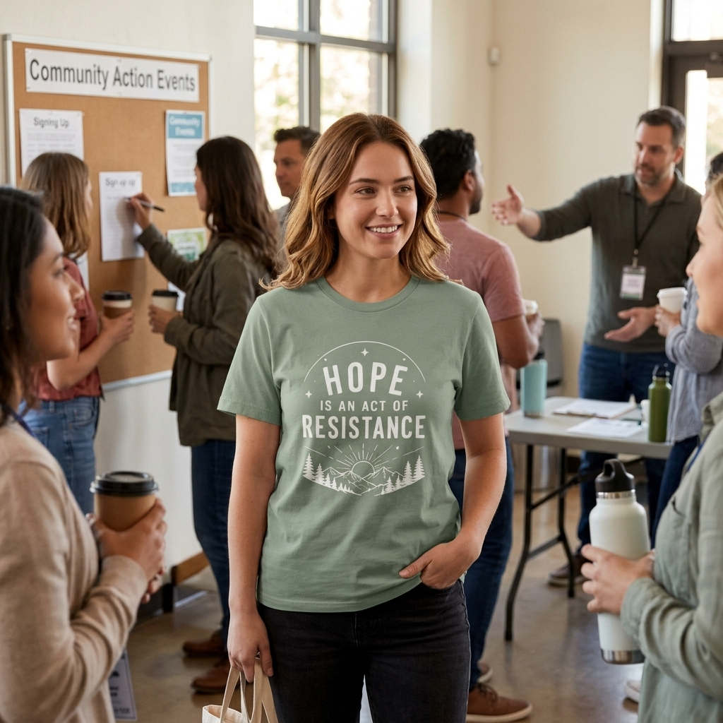 Hope Is An Act of Resistance Shirt | Feminist Inspirational Tee | Positive Protest Apparel | Nature Badge Design | Activist Gift