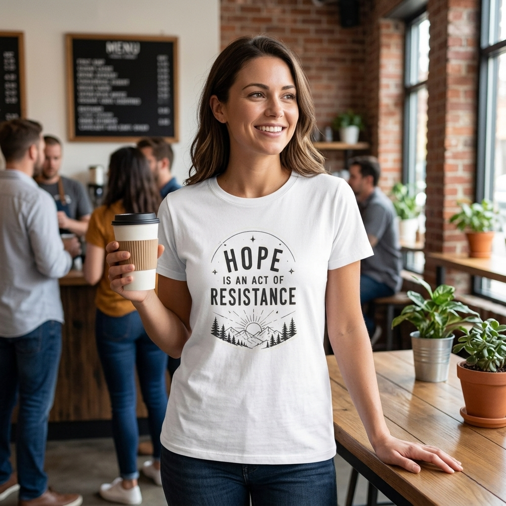 Hope Is An Act of Resistance Shirt | Feminist Inspirational Tee | Positive Protest Apparel | Nature Badge Design | Activist Gift