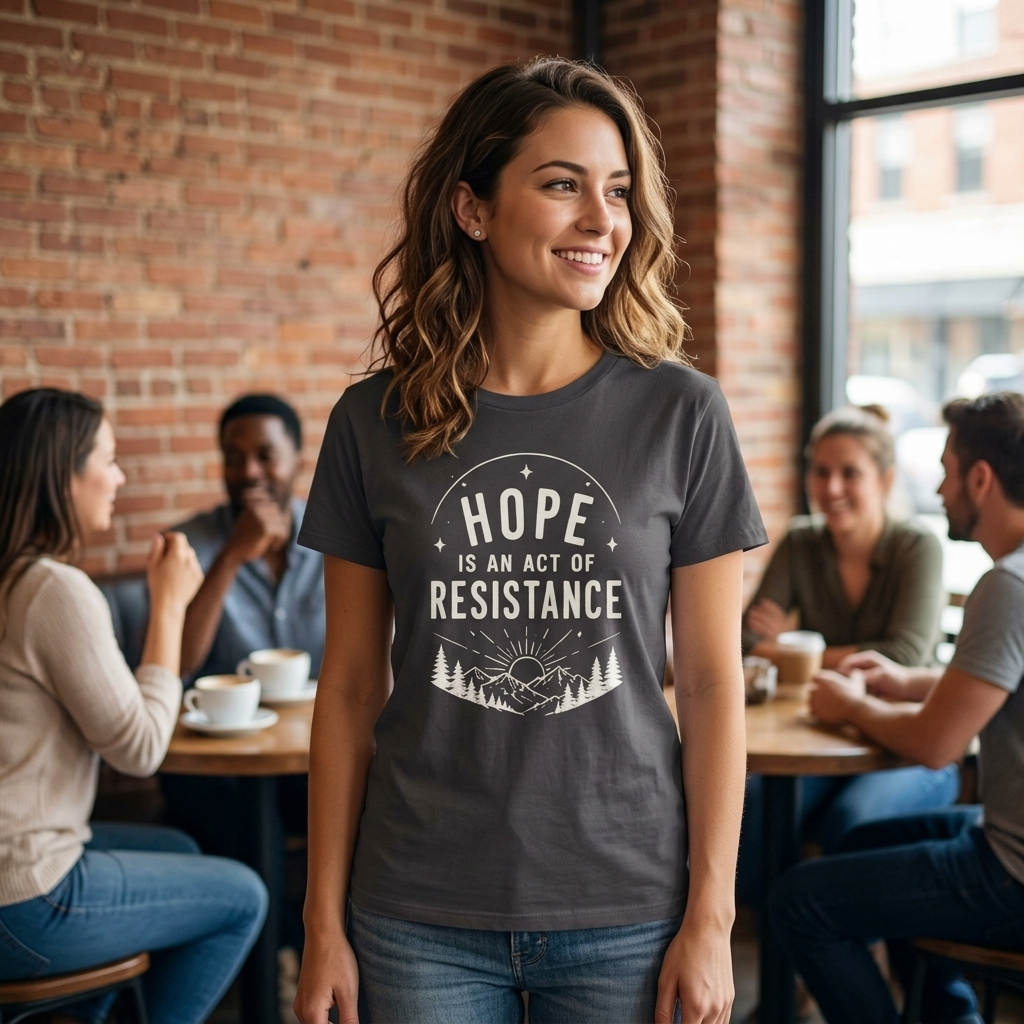 Hope Is An Act of Resistance Shirt | Feminist Inspirational Tee | Positive Protest Apparel | Nature Badge Design | Activist Gift