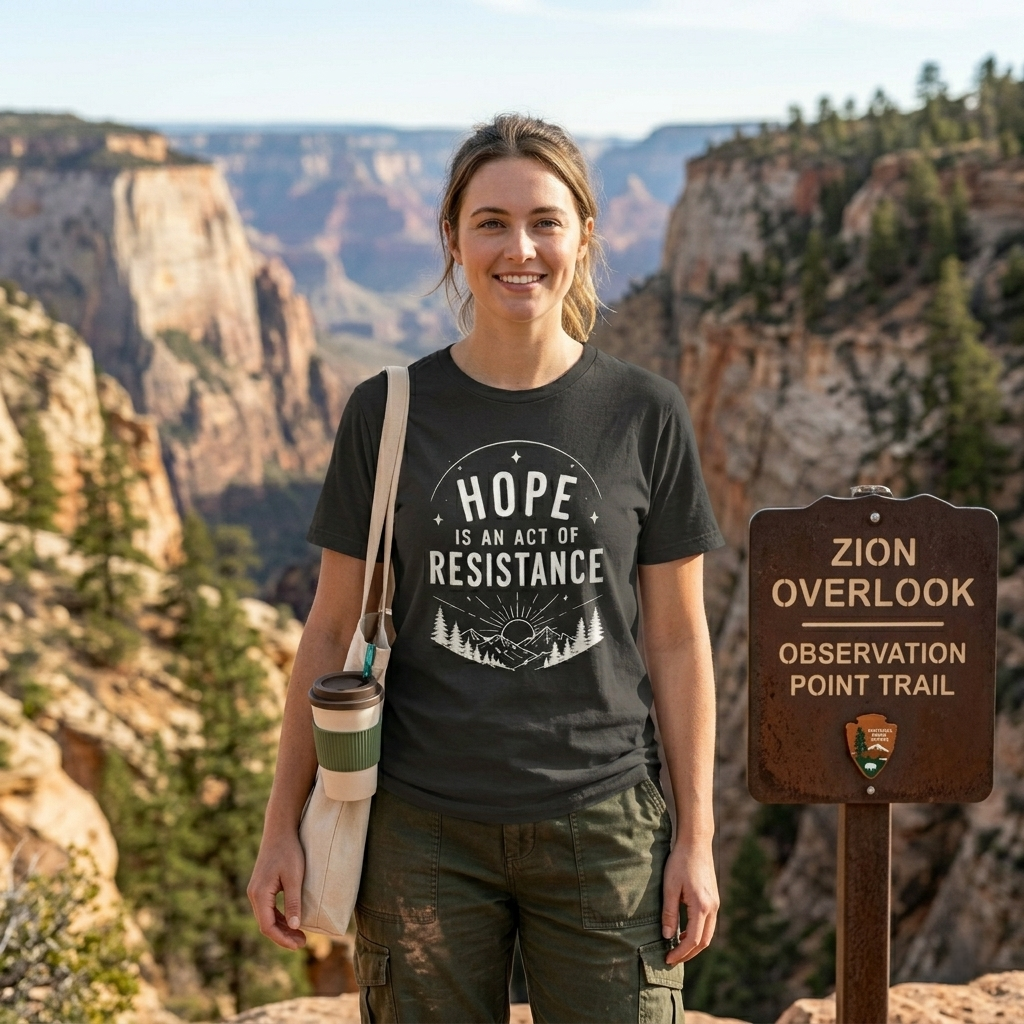Hope Is An Act of Resistance Shirt | Feminist Inspirational Tee | Positive Protest Apparel | Nature Badge Design | Activist Gift