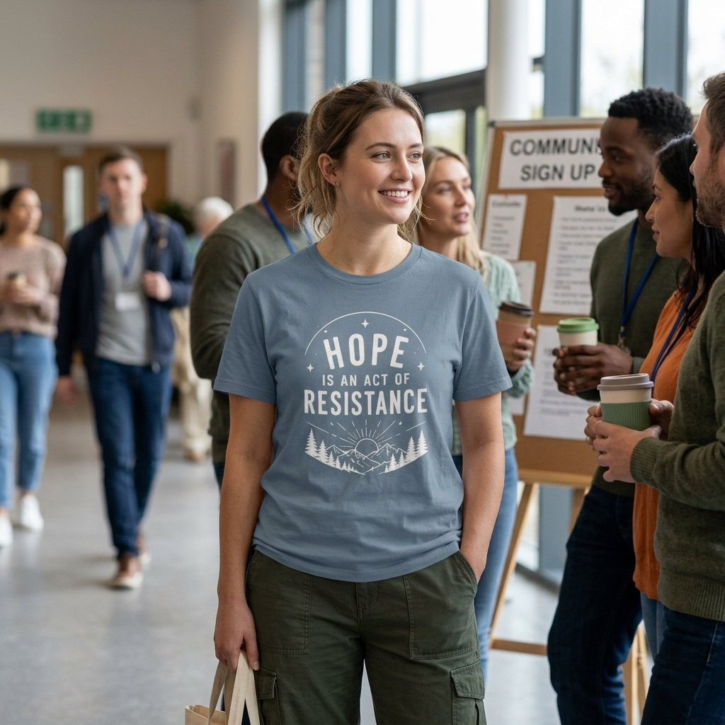 Hope Is An Act of Resistance Shirt | Feminist Inspirational Tee | Positive Protest Apparel | Nature Badge Design | Activist Gift