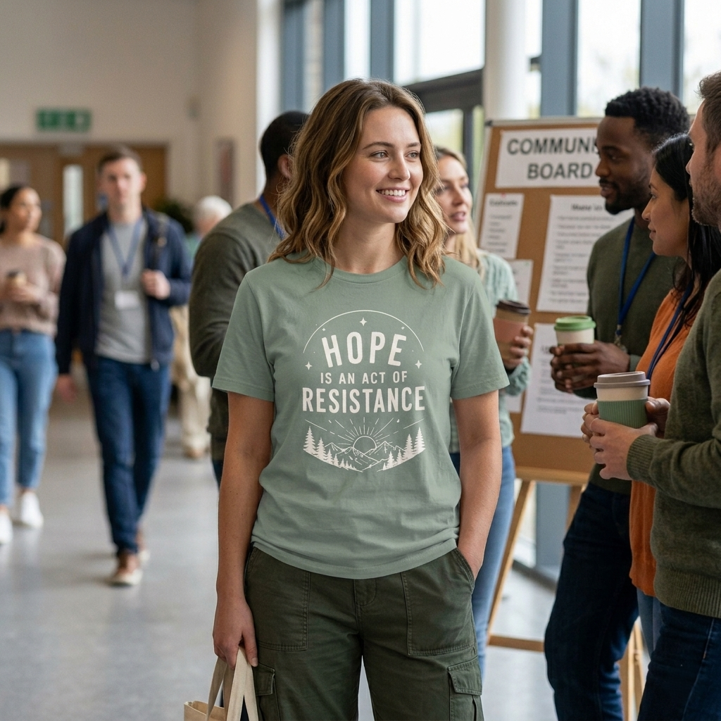 Hope Is An Act of Resistance Shirt | Feminist Inspirational Tee | Positive Protest Apparel | Nature Badge Design | Activist Gift