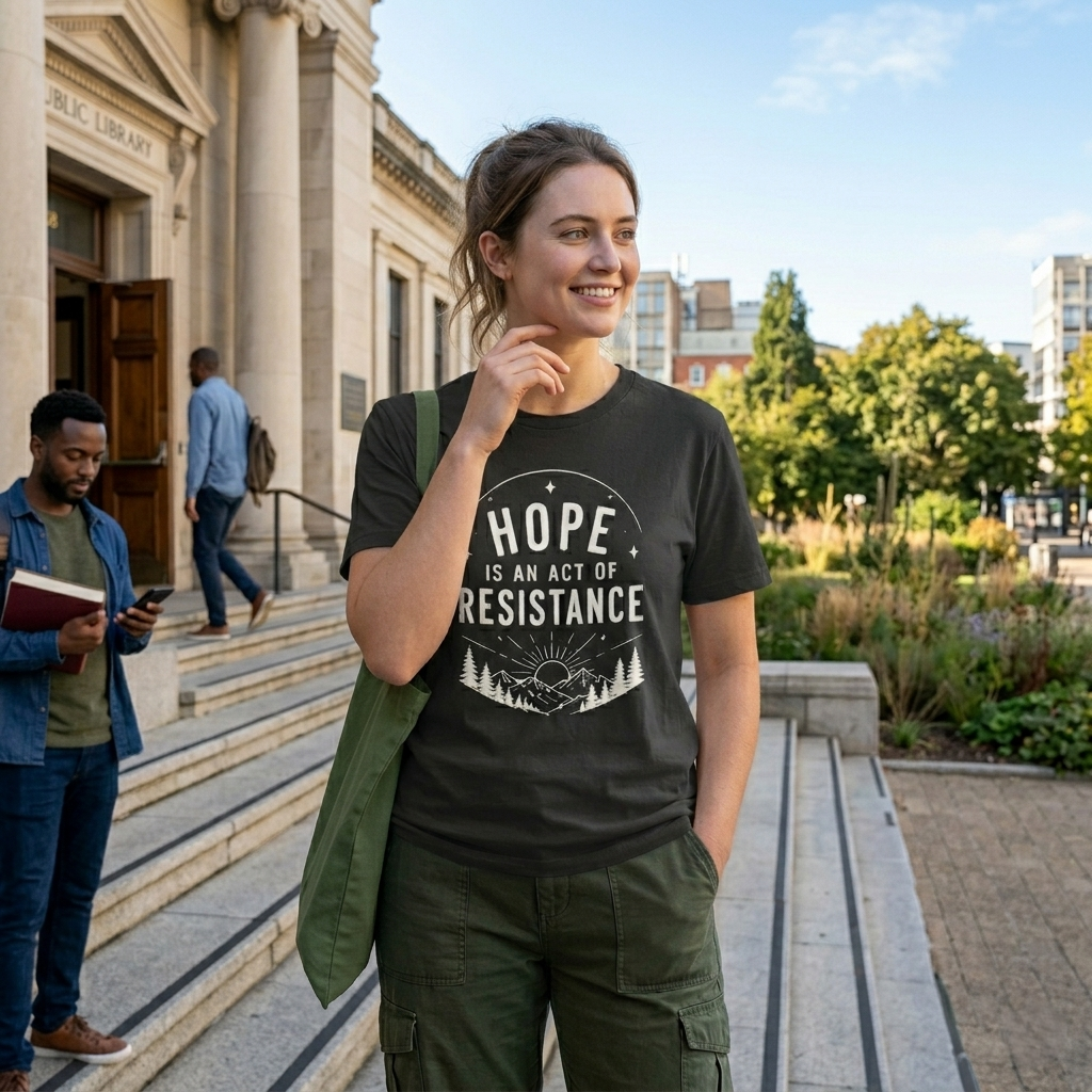 Hope Is An Act of Resistance Shirt | Feminist Inspirational Tee | Positive Protest Apparel | Nature Badge Design | Activist Gift