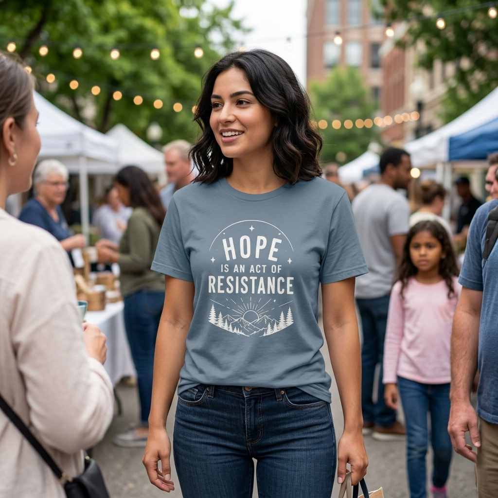 Hope Is An Act of Resistance Shirt | Feminist Inspirational Tee | Positive Protest Apparel | Nature Badge Design | Activist Gift