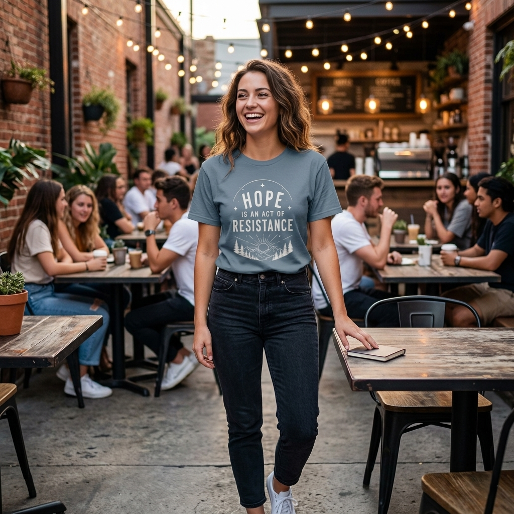 Hope Is An Act of Resistance Shirt | Feminist Inspirational Tee | Positive Protest Apparel | Nature Badge Design | Activist Gift