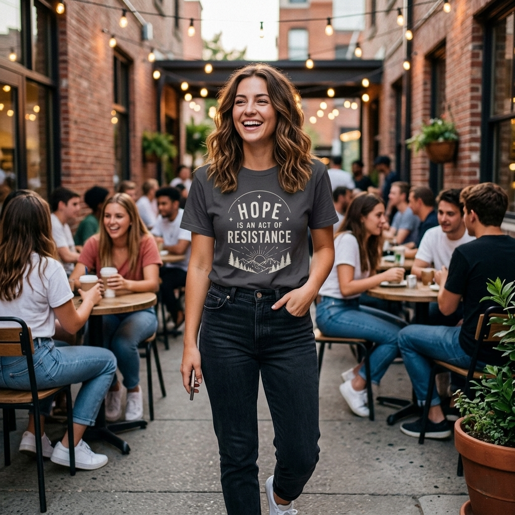 Hope Is An Act of Resistance Shirt | Feminist Inspirational Tee | Positive Protest Apparel | Nature Badge Design | Activist Gift