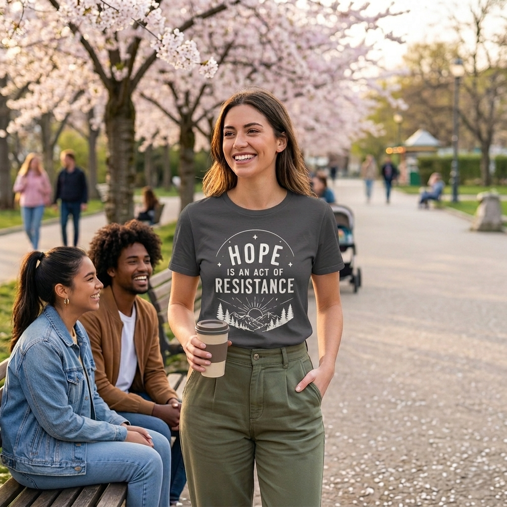 Hope Is An Act of Resistance Shirt | Feminist Inspirational Tee | Positive Protest Apparel | Nature Badge Design | Activist Gift