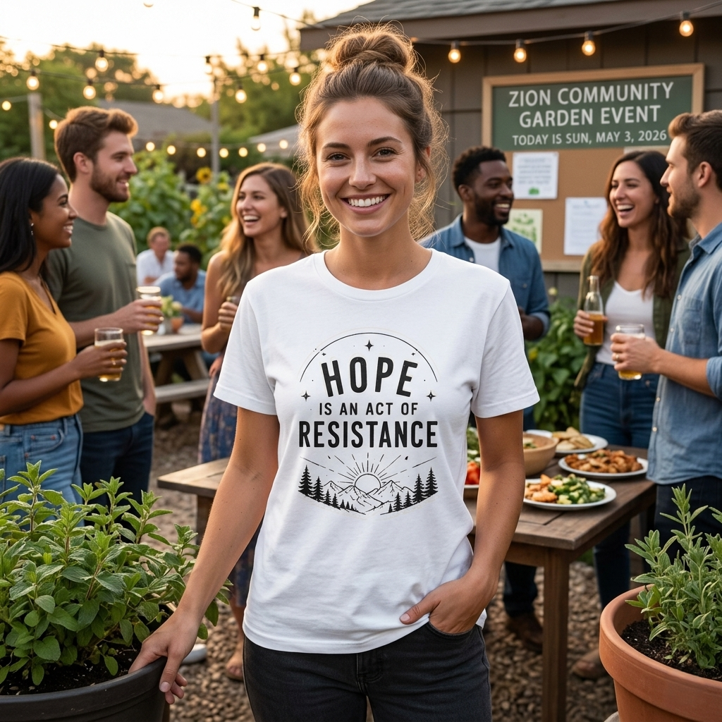 Hope Is An Act of Resistance Shirt | Feminist Inspirational Tee | Positive Protest Apparel | Nature Badge Design | Activist Gift