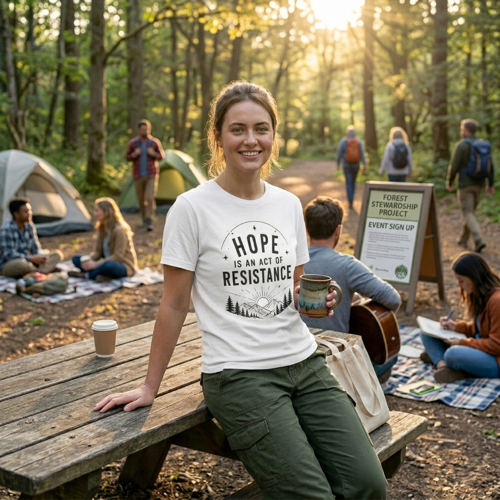 Hope Is An Act of Resistance Shirt | Feminist Inspirational Tee | Positive Protest Apparel | Nature Badge Design | Activist Gift