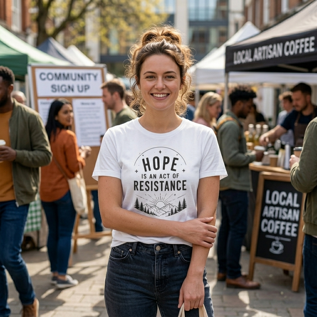 Hope Is An Act of Resistance Shirt | Feminist Inspirational Tee | Positive Protest Apparel | Nature Badge Design | Activist Gift