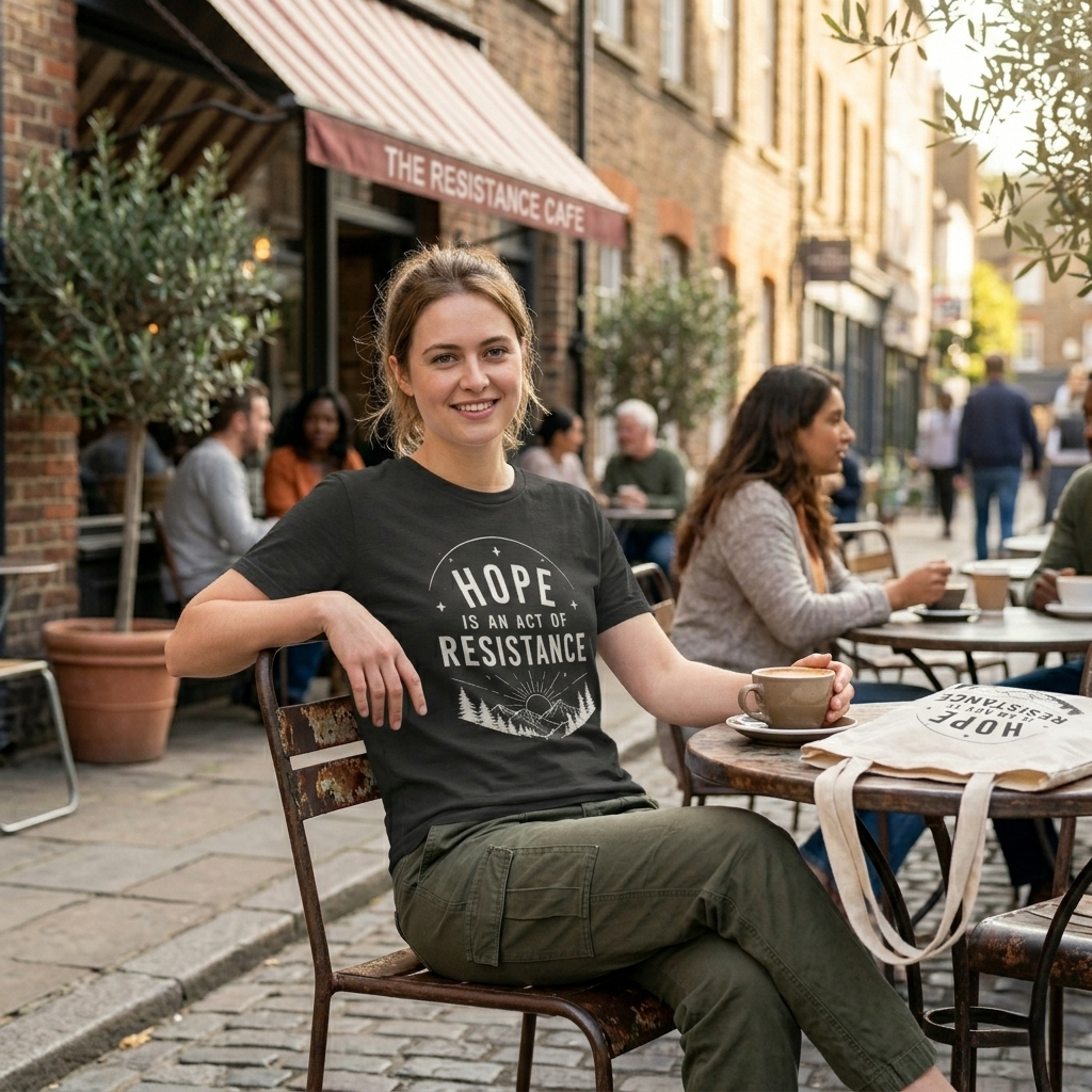 Hope Is An Act of Resistance Shirt | Feminist Inspirational Tee | Positive Protest Apparel | Nature Badge Design | Activist Gift