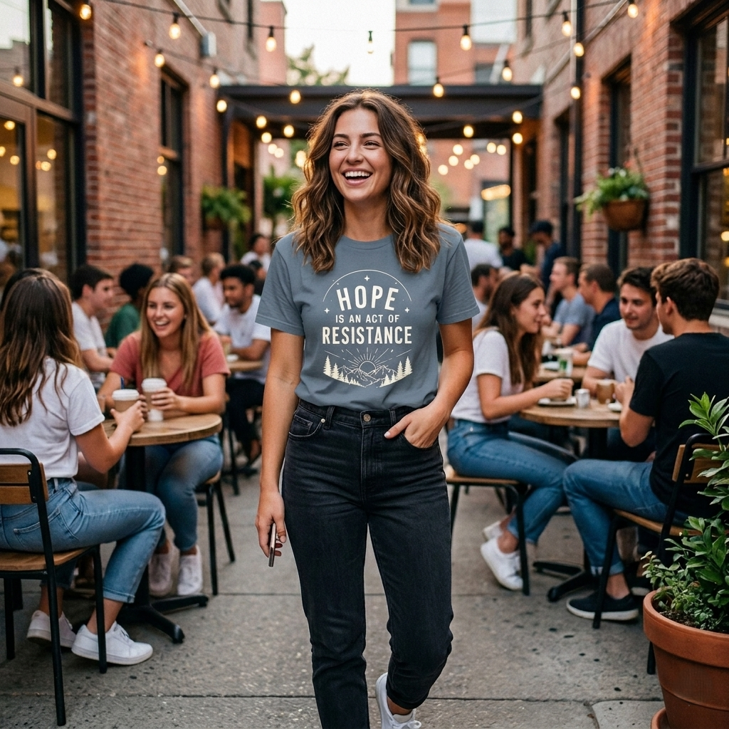 Hope Is An Act of Resistance Shirt | Feminist Inspirational Tee | Positive Protest Apparel | Nature Badge Design | Activist Gift