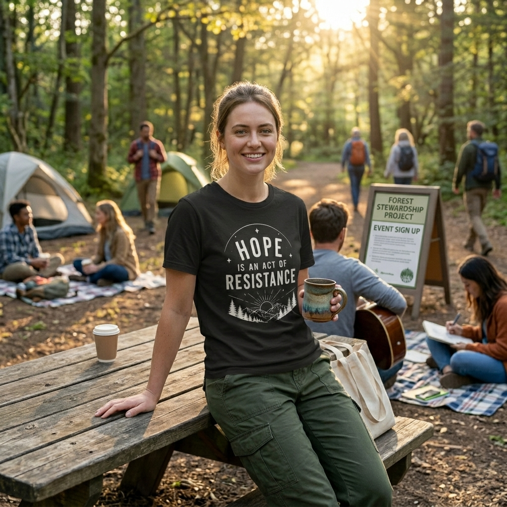 Hope Is An Act of Resistance Shirt | Feminist Inspirational Tee | Positive Protest Apparel | Nature Badge Design | Activist Gift