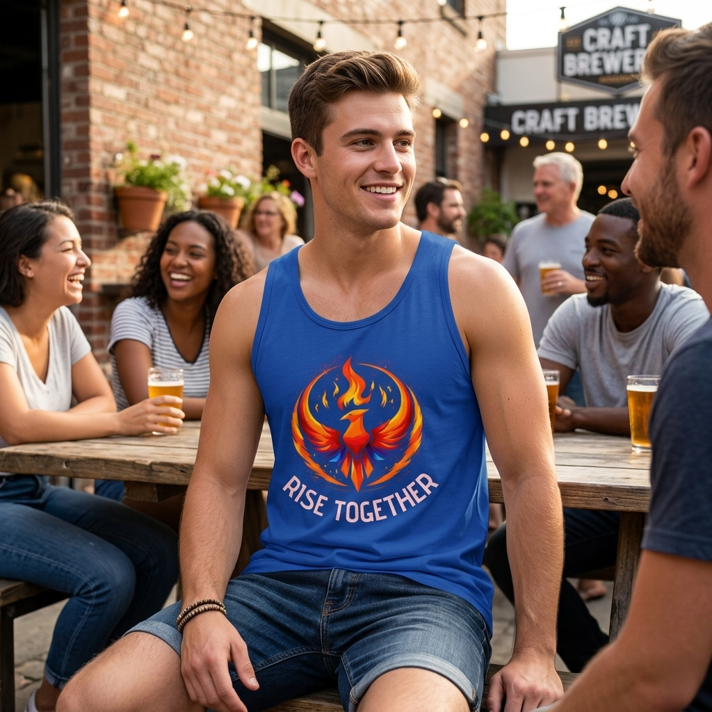 Phoenix "Rise Together" Graphic Tank Top | Men's Inspirational Muscle Tee