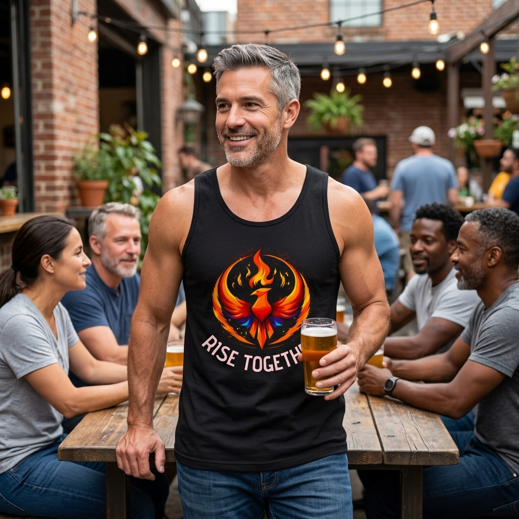 Phoenix "Rise Together" Graphic Tank Top | Men's Inspirational Muscle Tee