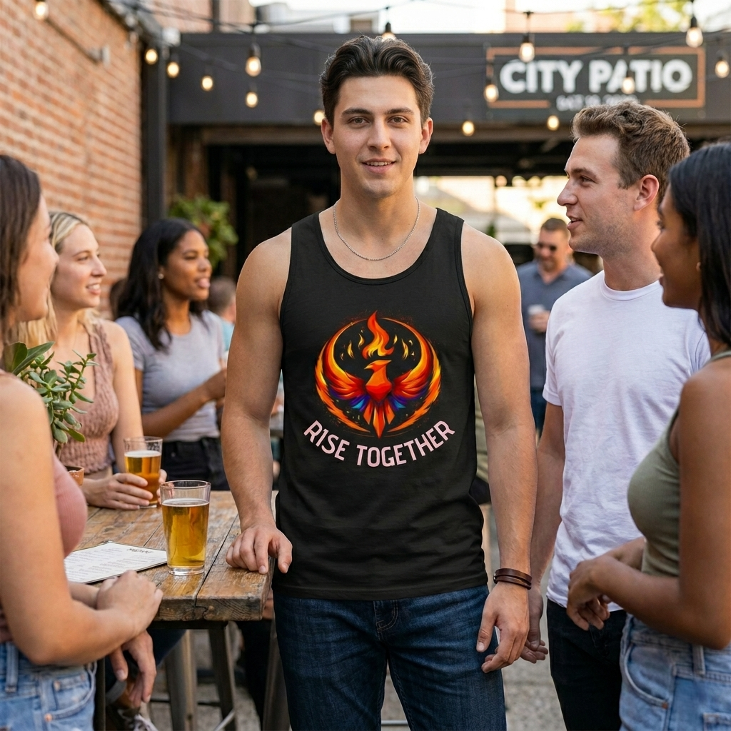 Phoenix "Rise Together" Graphic Tank Top | Men's Inspirational Muscle Tee